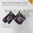 thumbnail image 4 of Yayeee Oven Mitts and Pot Holder Set of 4 Heat Resistant Kitchen Gloves Baking Hot Pad, Black Roses, 4 of 5