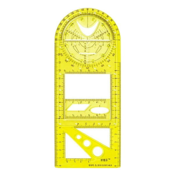Plantilla de dibujo Reglas de borrador Suministros Plantillas Herramienta de medición Regla geométrica multifuncional para sastre, maestros, artista, amarillo alto Soledad Regla geométrica