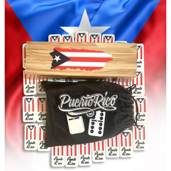 Set de dominó PRK 14, bolsa de viaje con bandera de Puerto Rico, doble y seis