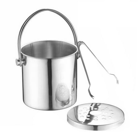 

Stainless Steel Ice Bucket Ice Cube Container 2L Champagne Beverage Bucket with Tongs Strainer