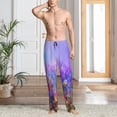 thumbnail image 5 of Uemuo Colorful Purple Cosmos Flower Pattern Men's Wide Leg Palazzo Lounge Pants with Pockets Light Weight Loose Comfy Casual Pajama Pants-, 5 of 9