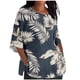 thumbnail image 1 of Blusas para las Mujeres Casual Recortado 3/4 Manga Flores Plantas Impreso Suelto Top, Mujer 3/4 Manga Tops Y Blusas, 1 of 4