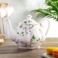 thumbnail image 5 of Btat- Tetera Floral 38 Oz Blanca Con Rosas Verdes Y Adornos Dorados Tetera De Porcelana Cerámica Apta Para Lavavajillas Regalos De Navidad, 5 of 5