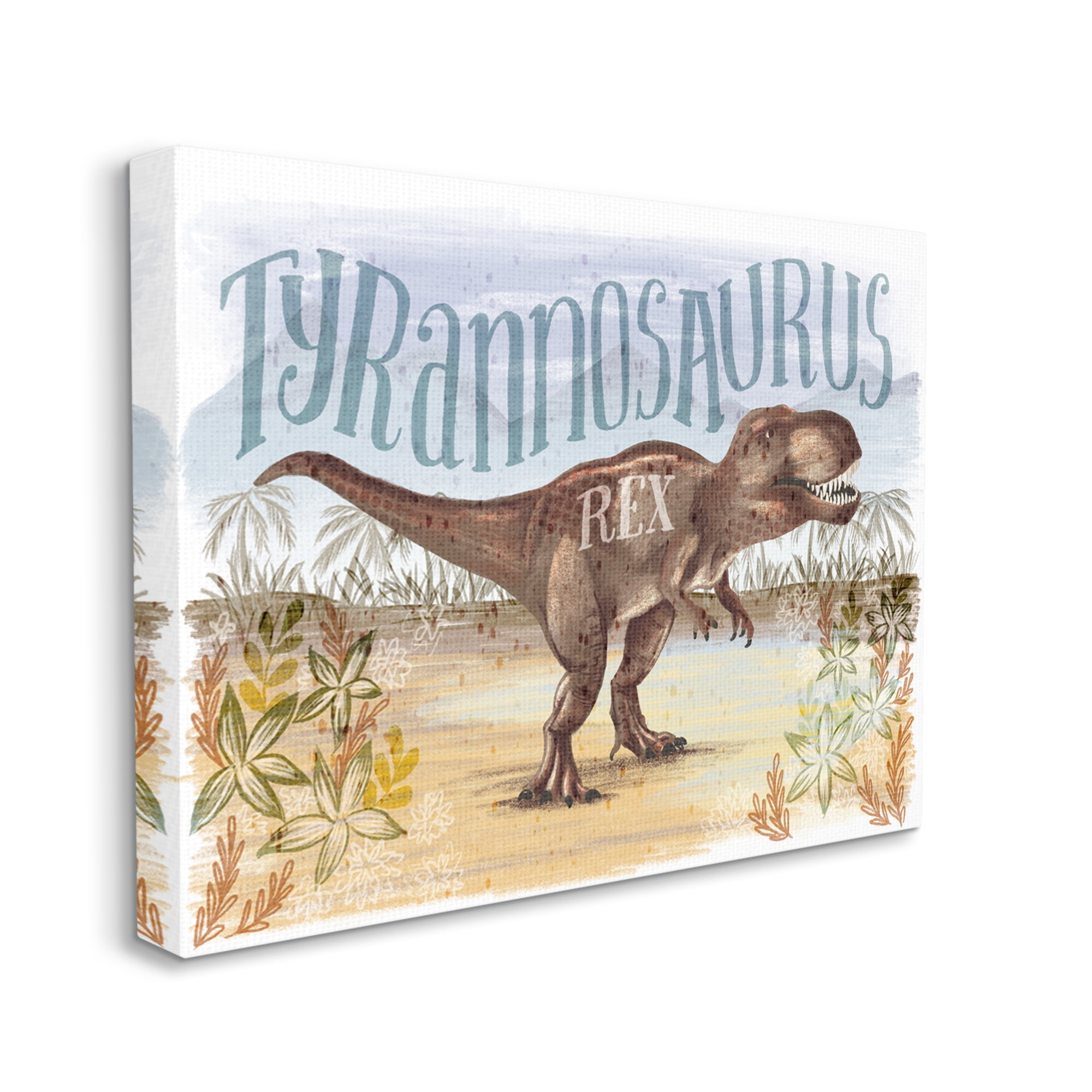 Stupell Industries T-Rex in Nature Animals & Insects Painting Gallery Wrapped Canvas Art Print Wall Art, 30 x 24