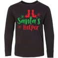 thumbnail image 3 of Inktastic Santa's Helper, Elf Shoes, Snowflakes, Christmas Long Sleeve Youth T-Shirt, 3 of 5