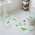 thumbnail image 3 of Summer Floral Bathroom Rugs Set White Gardenia Flowers Modern Watercolor Non Slip Absorbent Soft Bath Mats 3 Piece Set with Bathroom Rug, U-Shaped Floor Mat, Toilet Seat Cover Small Size, 3 of 9