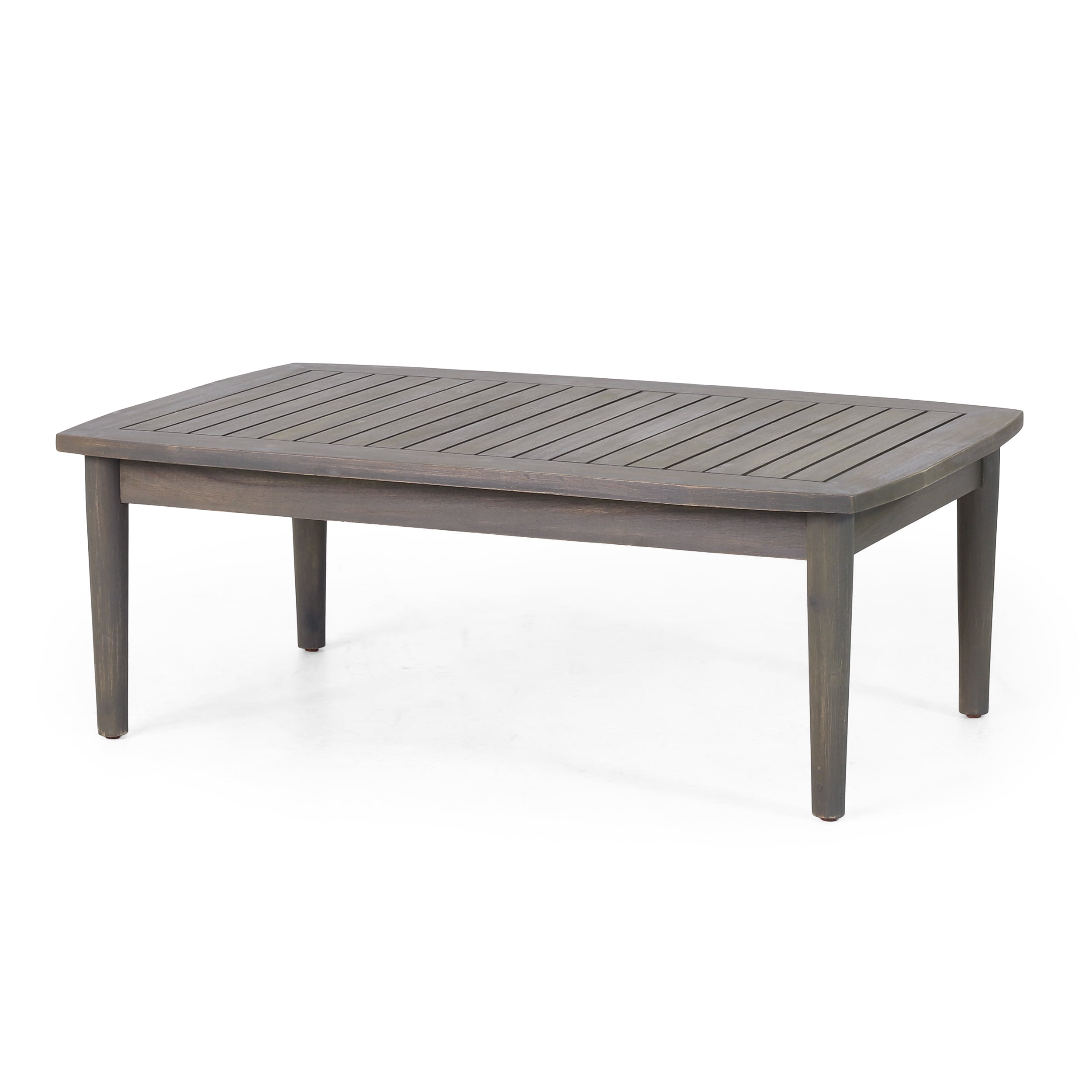 Outdoor Double Sofa and Coffee Table Leisure Combination Set, Acacia Wood Conversation Furniture for Patio Garden, Dark Gray