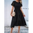 thumbnail image 6 of Women'S Spring Summer Solid Color Elegant Dresses Crewneck Cut Out Maxi Dress Black XL, 6 of 9