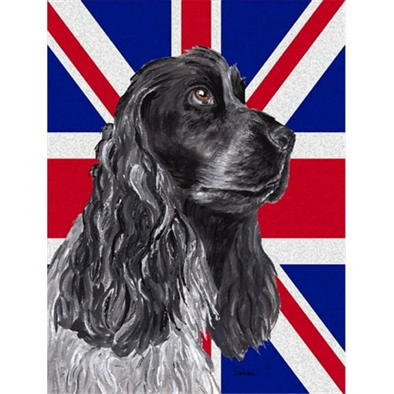 Black Cocker Spaniel With Engish Union Jack British Flag Flag Garden Size