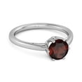 thumbnail image 2 of Solid 925 Sterling Silver 0.25 Ctw Garnet 6-Prong Set Solitaire Women Mother's Day Gift Ring, 2 of 3