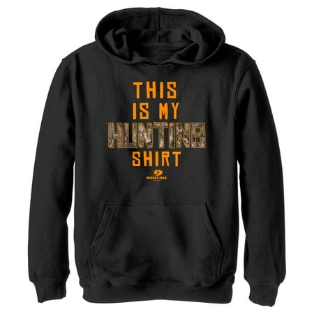 Boy s Mossy Oak This Is My Hunting Shirt Orange Logo Pull Over Hoodie Black Small
