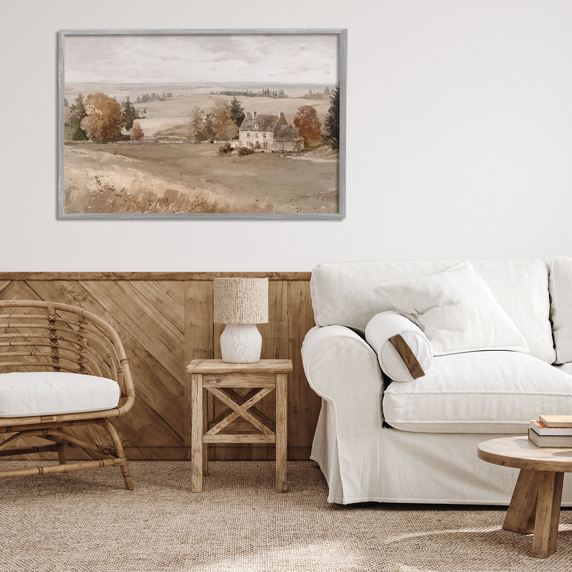Stupell Industries Quaint Cottage in Countryside Gray Framed Giclee Art, design by Jacky Ngan