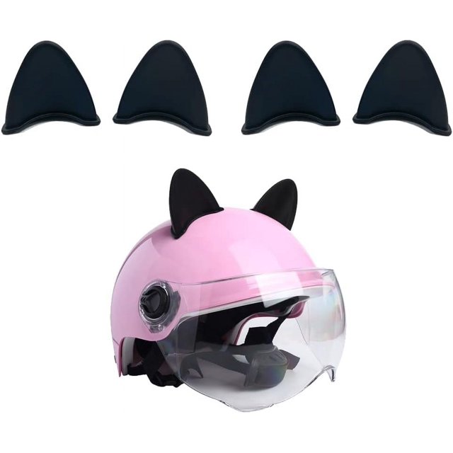 Negro - 2 pares de cascos de motocicleta decorativos, orejas de gato decorativas para casco, pegatinas para casco de motocicleta con orejas de gato, pegatinas personalizadas para accesorios de motocic