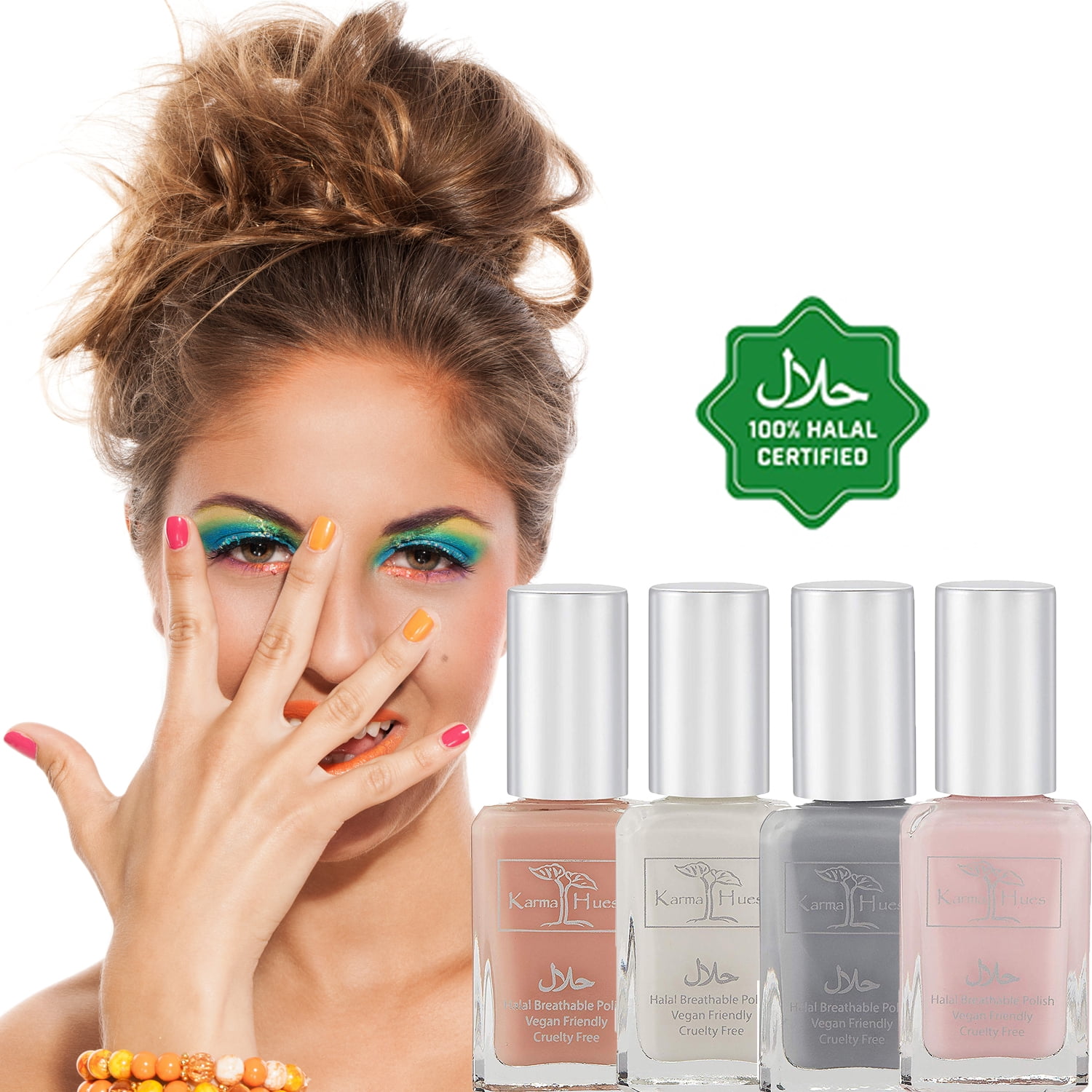 Karma Organic Beautiful Halal Certified Nail Polish Gift Set- Truly Breathable Cruelty Free and Vegan - Oxygen Permeable Wudu Friendly Nail Enamel (Pure Bliss)