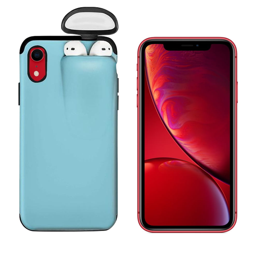 Unified Protection Silicone Gel Rubber 2 in 1 AirPods Phone Cover Case For Apple  iPhone XR (AirPods1/2 Only) - Sky Blue | Walmart Canada