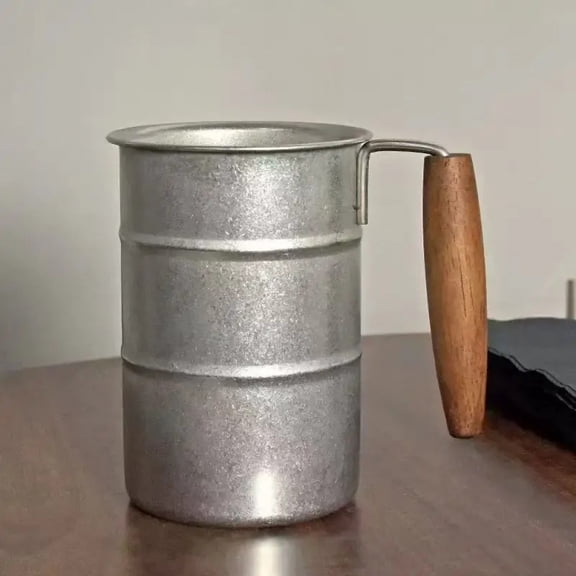 350ml stainless steel retro beer mug wooden handle anti-fall camping mug outdoor style coffee mug travel