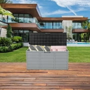 SalonMore 75gal 260L Outdoor Garden Plastic Storage Deck Box Backyard Lockable Seat Black