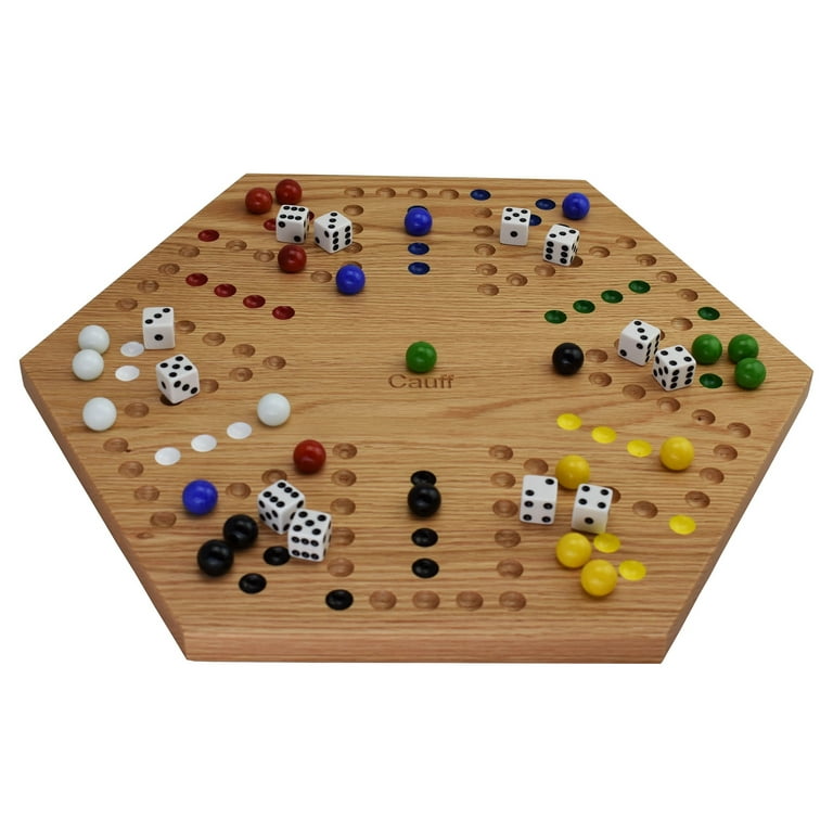 Solid Oak Double Sided Marble Board Game Hand Painted by Cauff (20 inch) :  Toys & Games 