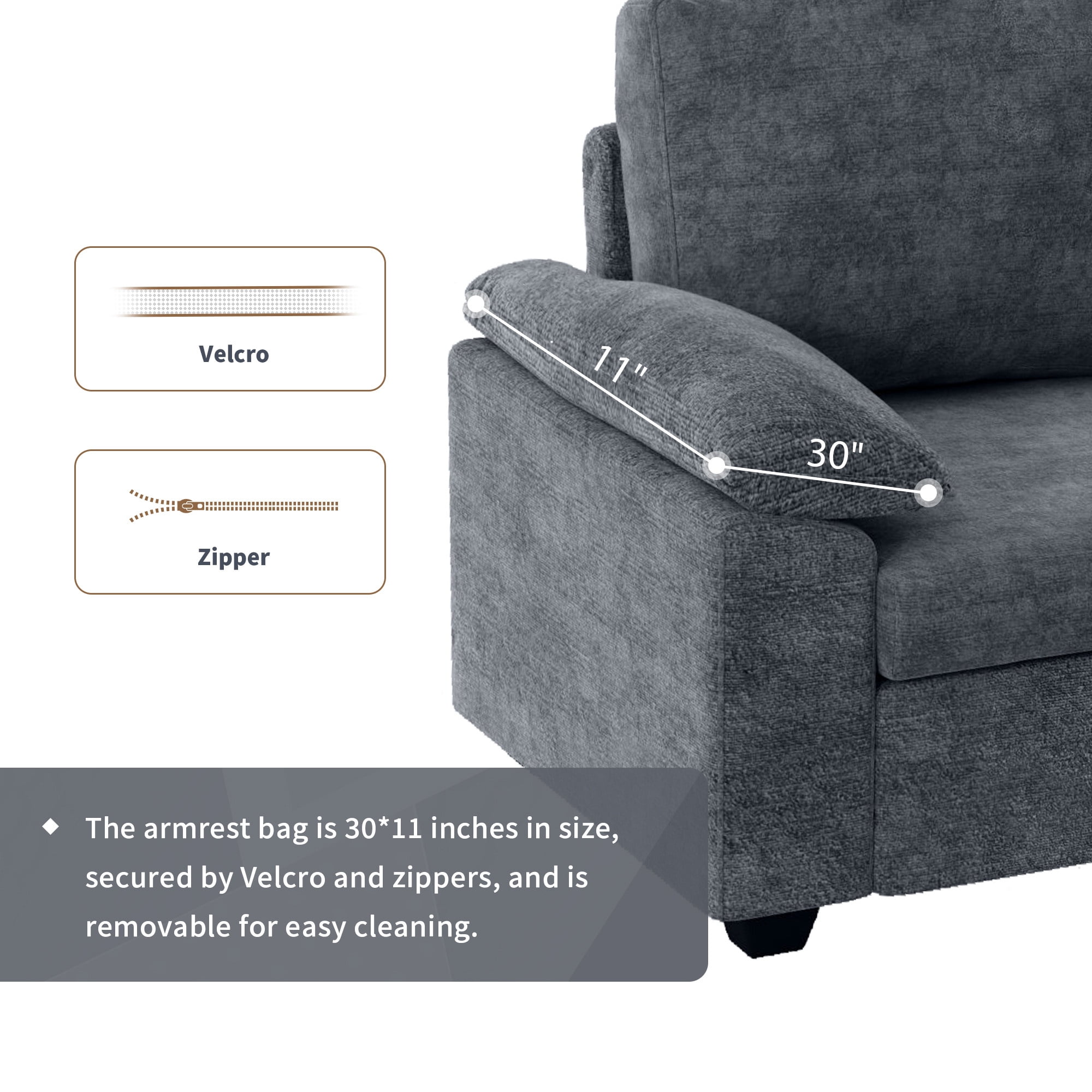 EUROCO 2000LBS 84" Modern U Shaped Sectional Sofa Set, 6 Seat Velvet Upholstered Corner Couch with Ottoman, Armrest Pillow, Indoor Furniture for Living Room, Apartment, Office, Gray