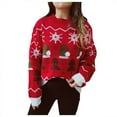 thumbnail image 1 of Fgnfyis Chandail de Noël pour Femme d'Automne et d'Hiver à Col Rond, Manches Longues, Chandail à Enfiler, Design Festif, Chandails de Noël pour Femmes Rouge P, 1 of 9