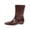 Brown_036, variant on Women's Fall Winter Glossy Pointed Toe Mid Calf Boots, Ruched Wedge Heel Pull On Leather Look Short Boots Black 6.5(EU-37)