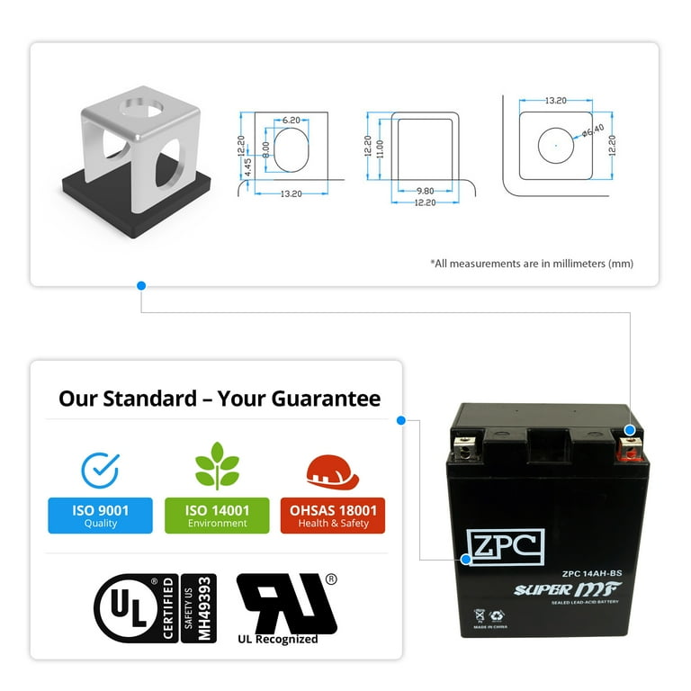 Zpc Battery Zpc Battery Ytx14ah-bs (14ah-bs 12 Volts,12 Ah, 210