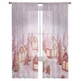 thumbnail image 2 of Pink Christmas Sheer Curtains 84 Inches Long, Xmas Farmhouse Snowflake Tree Light Filtering Window Curtains for Living Room/Bedroom, Rod Pocket Voile Sheer Curtain Drapes, 52"W x 84"L, 2 Panels, 2 of 9