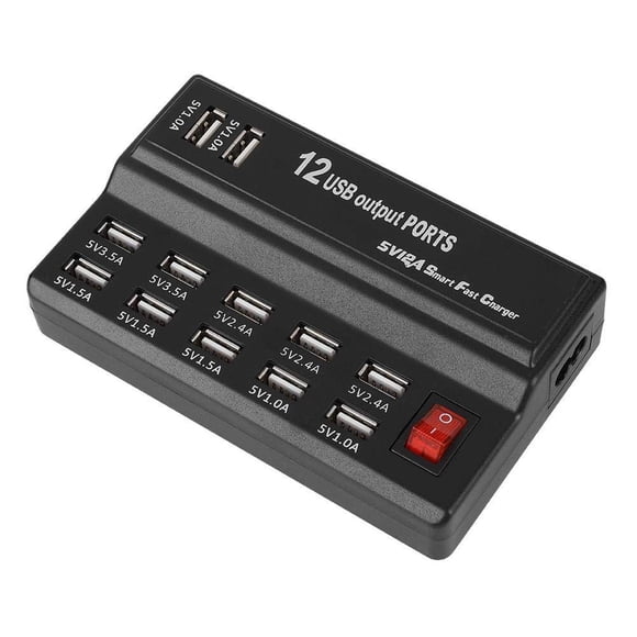 01 Cargador de Carga rápida Dispositivos múltiples Seguros 12 Puertos 12 Puertos Hub USB, Cargador d
