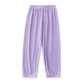 thumbnail image 5 of WAVSUF Girls Jogger Pants Straight Fit Elastic Waist Ice Silk Knitted Summer Daily Active Sweatpants Purple Size 6, 5 of 6