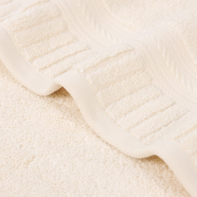 Superior Venice Ribbed Textured Border Zero Twist 6 Piece Towel Set, Ivory