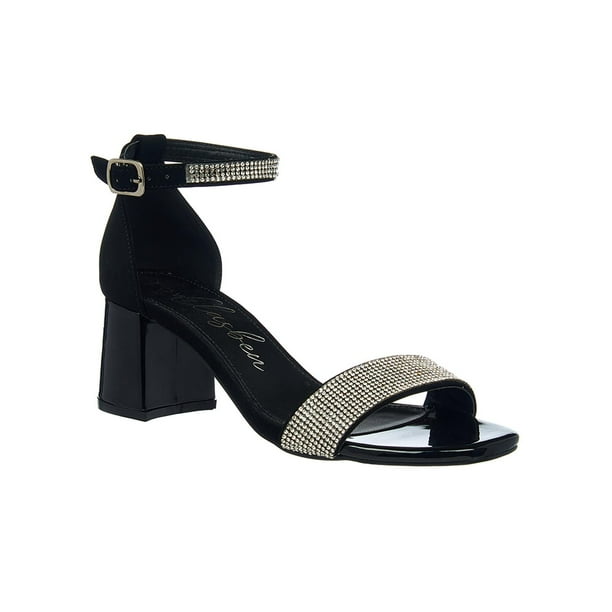 Zapatillas Abiertas Mujer Casual Formal Piedras Tacón Ancho negro 25 Love Clasben 024D2J