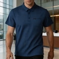 thumbnail image 4 of COSFO Short Sleeve Men Polo Shirts Casual Business Plaid Shirt with Pocket Collared Pullover Work Loose Fit Tops, 4 of 7