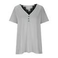 thumbnail image 5 of cfhntfmh Womens Tops Trendy Lace Crochet V Neck Button T Shirts Short Sleeve Casual Loose Summer Shirts Blouses, 5 of 7