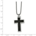 thumbnail image 2 of Stainless Steel Polished Fancy Lobster Closure Carbon Fiber Religious Faith Cross Necklace 20 Inch 21mm Wide Pendant Nec, 2 of 2