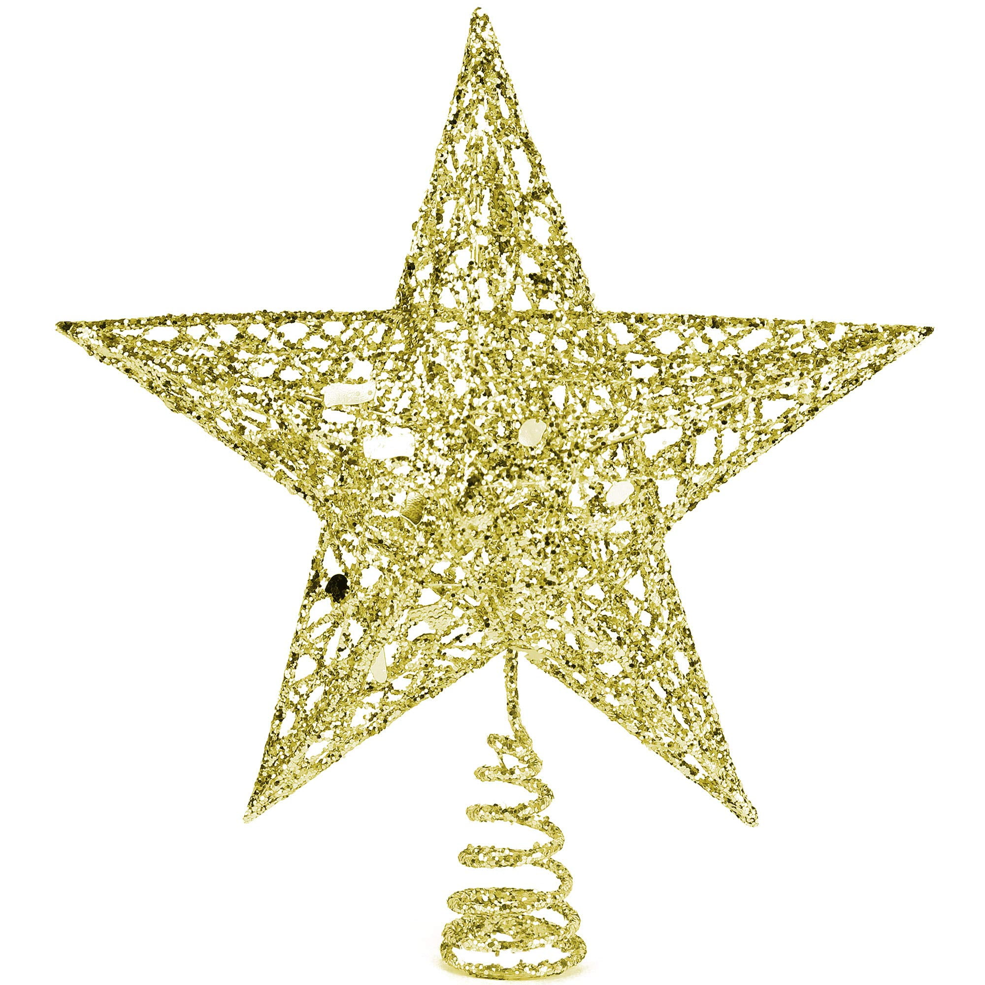 Gemini_mall 20cm Gold Glitter Star Christmas Tree Topper Decoration Ornament Xmas Gifts Gold 10 cm 