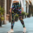 thumbnail image 4 of Renewold Splash Violet Blue Womens Yoga Pants with Pockets High Waisted Womens Leggings Fashion Exercise Yoga Leggings Lightweight Activewear Printed Ankle Leggings, L, 4 of 8
