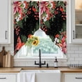 thumbnail image 6 of Cardinal Bird Swag Valances for Windows, Kitchen Curtains 36 Inch Length 2 Panels Set, Winter Poinsettia Pine Cones Berry Black Short Curtains for Small Windows Rod Pocket Cafe Curtains 28"x36", 6 of 8