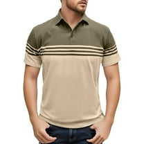Afdoent Golf Shirts For Men Male Spring Summer Fashion Casual Short Sleeve Striped Shirt Lapel Shirt Color Matching Top Fashion