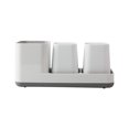 thumbnail image 1 of Juego de soporte para cepillos de dientes, soporte para cepillos de dientes y pasta de dientes, vaso para dientes, 2 vasos para dientes de baño, plástico, blanco ER, 1 of 5
