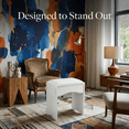 thumbnail image 7 of White Vanity Stool with Cushioned Seat, Makeup Chair for Vanity Desk, Modern Bedroom Dressing Table Stool, Armless Backless Seat, 7 of 7
