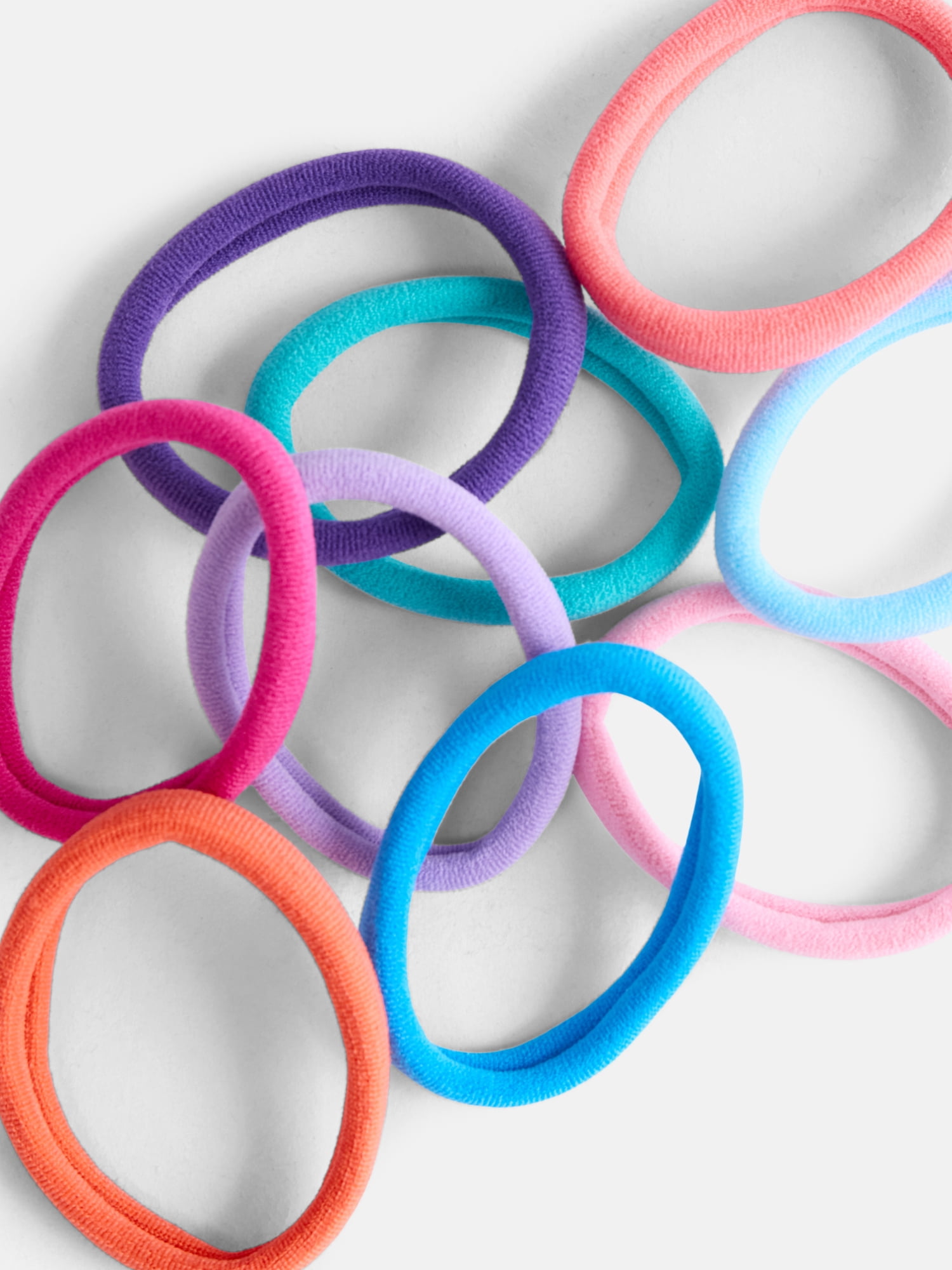 Wonder Nation Girls Soft Hair Tie Set, 16-Piece, Multi