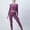 Purple, variant on Idoravan Women Sets Clothing Women Casual Solid Peach Tight Hip Curling Yoga Suit Sports Fitness Yoga Suit Long Sleeve Round-Neck Sets