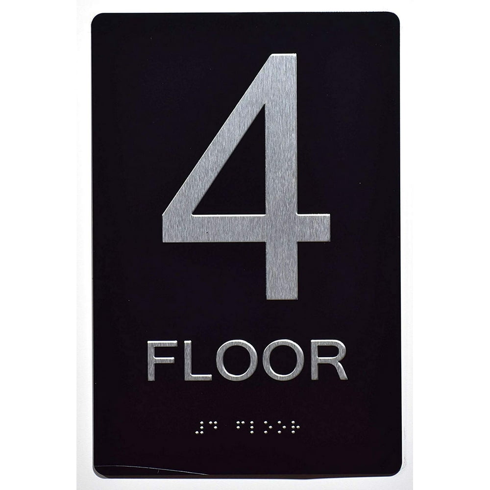Floor Number Sign 4TH Floor Sign(Aluminium, Black/Silver,Size 6x9) The