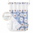 thumbnail image 2 of Blue Daisy No Hook Shower Curtain Waterproof, Bathroom Curtains with Snap in Liners and See Through Top Window, Spring Floral Summer Botanical Watercolor Hotel Style Bathtub Curtains Shower 72"Wx96"L, 2 of 8