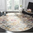 thumbnail image 2 of Safavieh Madison Collection MAD611G Boho Chic Floral Medallion Trellis Distressed Non-Shedding Dining Room Entryway Foyer Living Room Bedroom Area Rug, 5'3" x 5'3" Round, Silver / Grey, 2 of 4