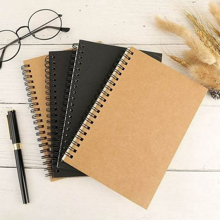  LLSB Notebook Spiral Sketchbook Diary Drawing Painting Graffiti  18x12cm Kraft Paper Cover Blank Paper Notebook School Supply (Color :  BlackCover WhitePage, Size : 12x18cm)