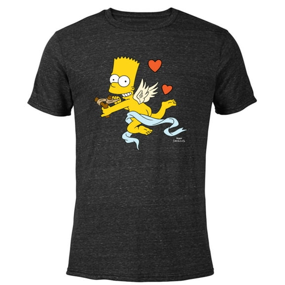 The Simpsons Bart Cherub Slingshot Cupid - Short Sleeve Blended T-Shirt for Adults – Customized-Black