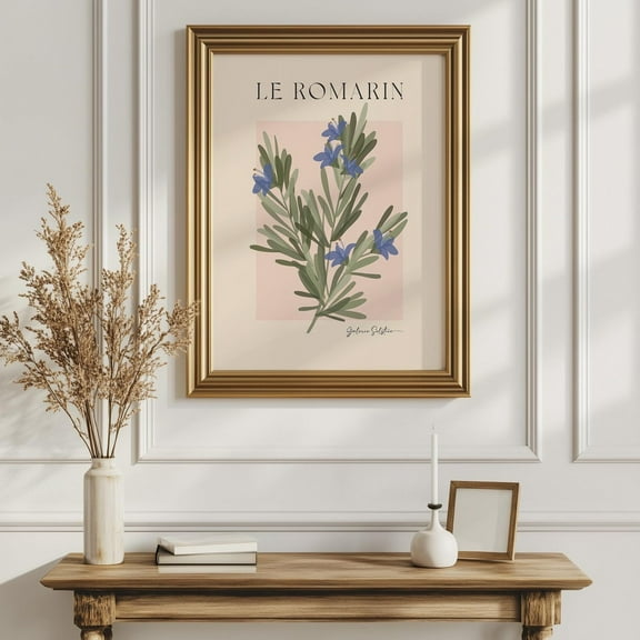 Rosemary Print Herb Printable Art French Kitchen Print Botanical Dining Room Wall Art Green Pink Wall Art Farmhouse Kitchen Printable Art Wall Art, Modern Wall Decor, 8x12 UNFRAMED