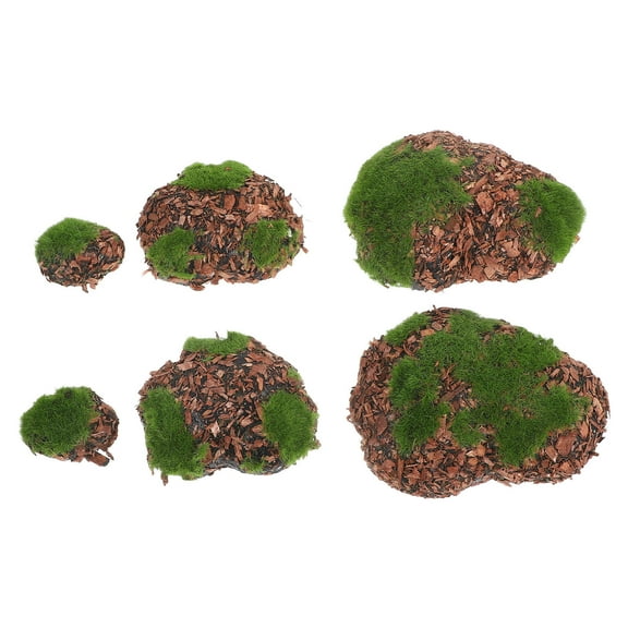 Worgeous 6 Pcs Artificial Moss Stones For Crafts Fairy Garden Accessories Home Decor Moss Covered Rocks For Floral Arrangements Decorative Moss Stones