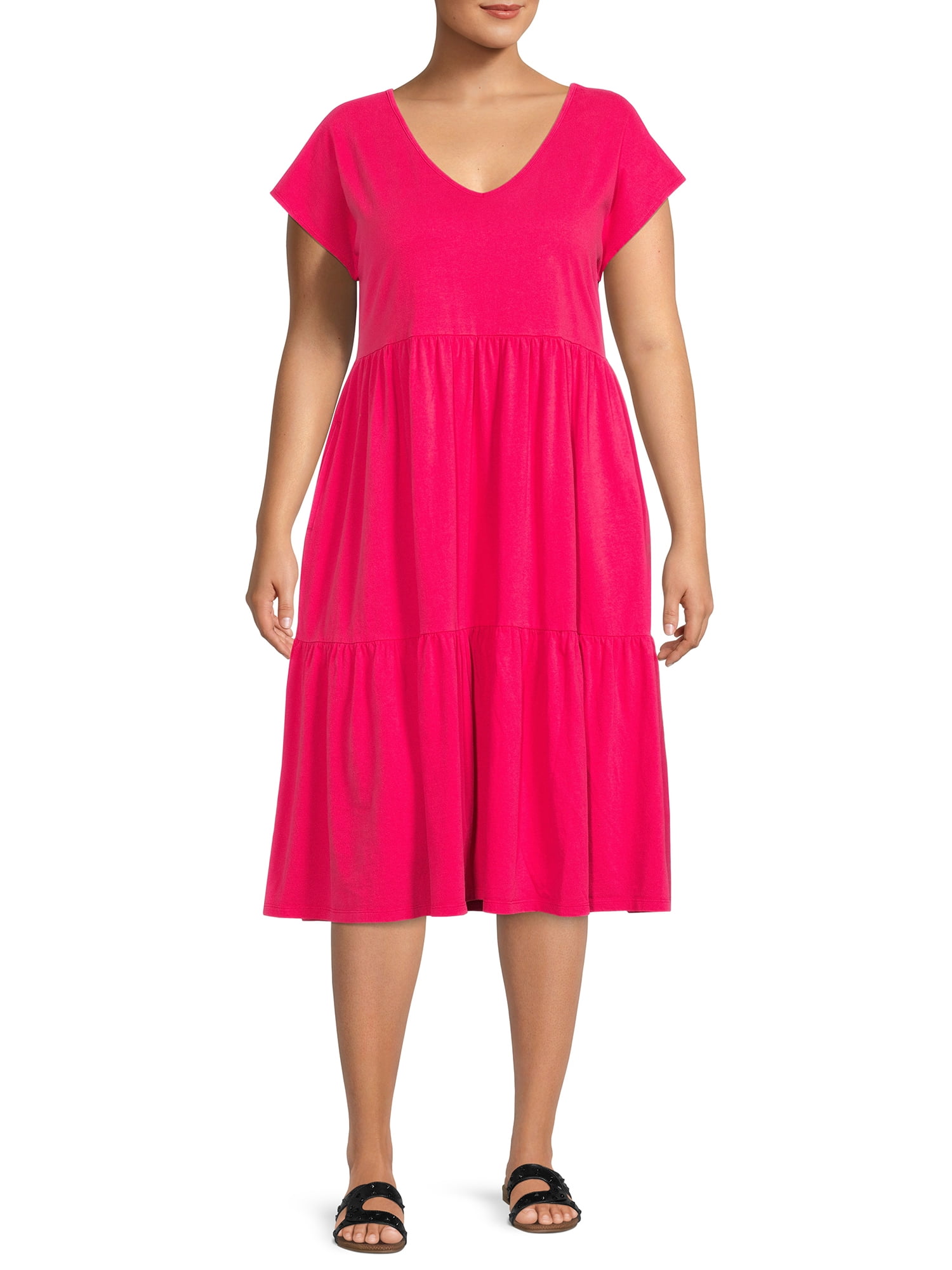 Tiered V-Neck Knit Dress 